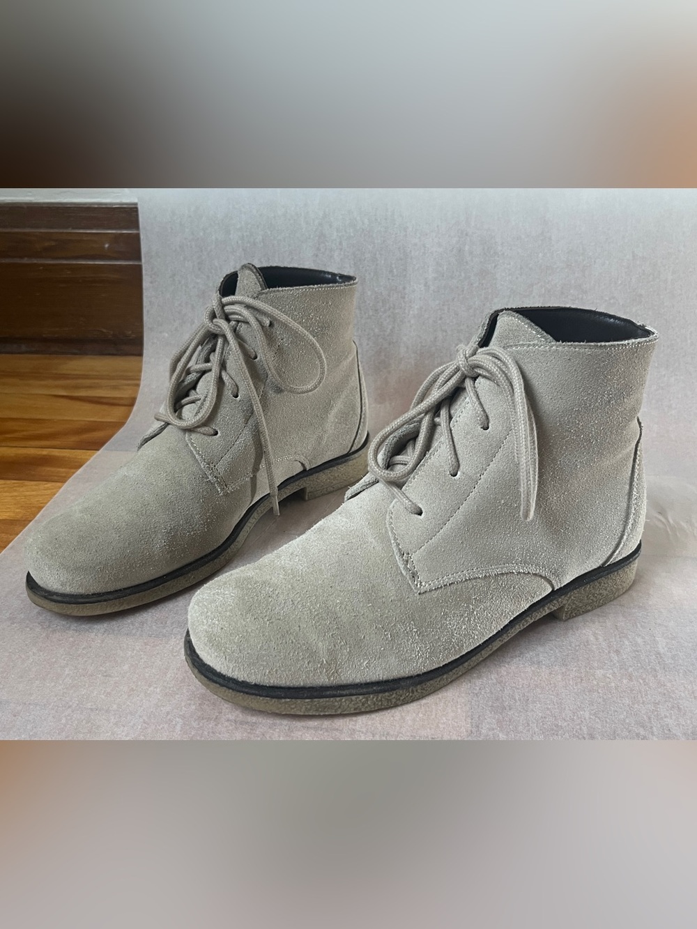 Waterproof Creme Suede Anfibio Boots Microfiber Lined Size 37